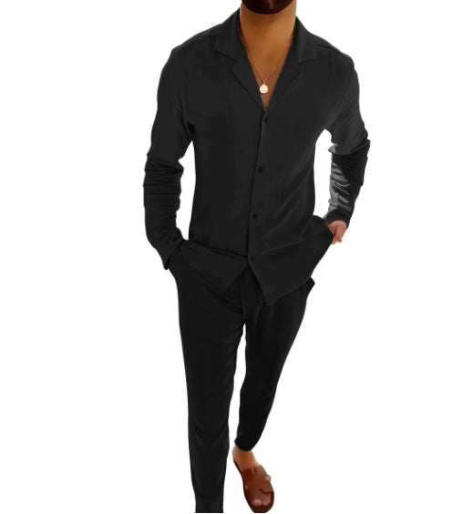 Elegantes Zweiteiler Set für Herren – Lockeres Freizeit Outfit mit Hemd & Hose