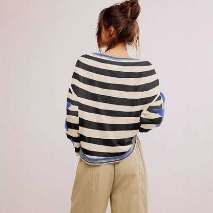 Lässiger Oversize Sternen-Pullover im Vintage Look – Bequemer Freizeit Sweater für Damen