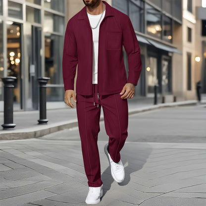 Modernes Freizeit Set mit Hemdjacke & Hose für Herren – Eleganter Zweiteiler im Casual Business Look