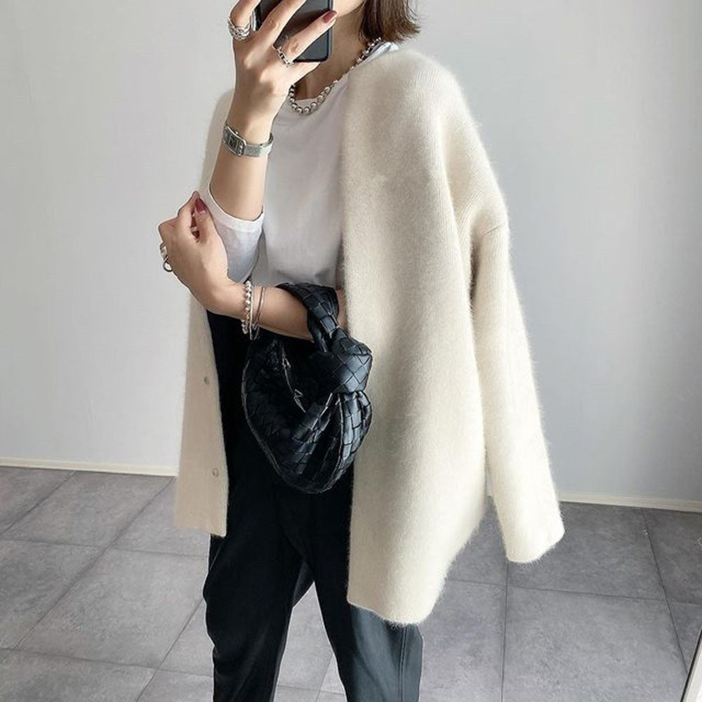 Weicher Oversize Cardigan für Damen – Elegante Lange Strickjacke mit Knopfleiste & Modernem Look