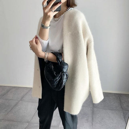 Weicher Oversize Cardigan für Damen – Elegante Lange Strickjacke mit Knopfleiste & Modernem Look