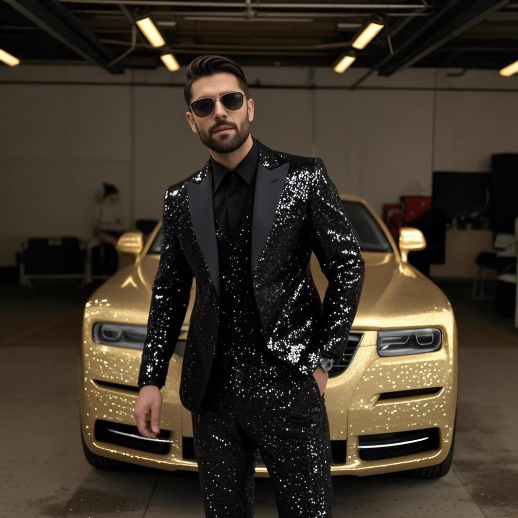 Glitzernder Pailletten Anzug für Herren – Elegantes Party & Gala Set