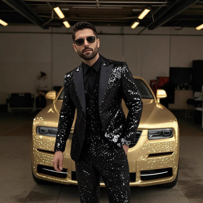 Glitzernder Pailletten Anzug für Herren – Elegantes Party & Gala Set