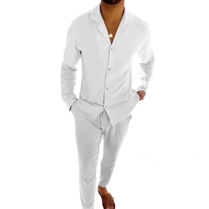 Elegantes Zweiteiler Set für Herren – Lockeres Freizeit Outfit mit Hemd & Hose