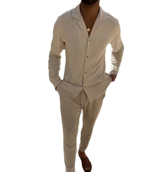 Elegantes Zweiteiler Set für Herren – Lockeres Freizeit Outfit mit Hemd & Hose