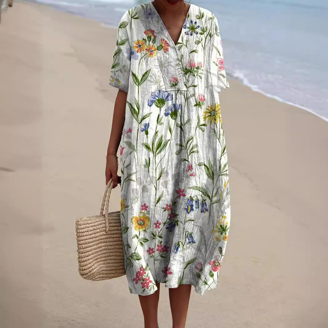 Locker fallendes Sommerkleid für Damen mit floralem Print – Luftig, Bequem & Strandtauglich