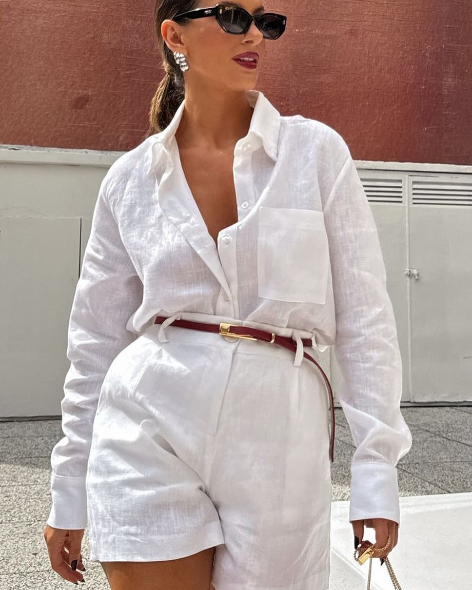 Élodarae - Oversize Hemd & Strukturierte Shorts