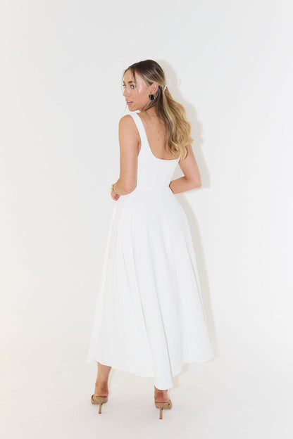 Marcelline - Midi Sommerkleid für Frauen mit quadratischem Ausschnitt und ärmellos