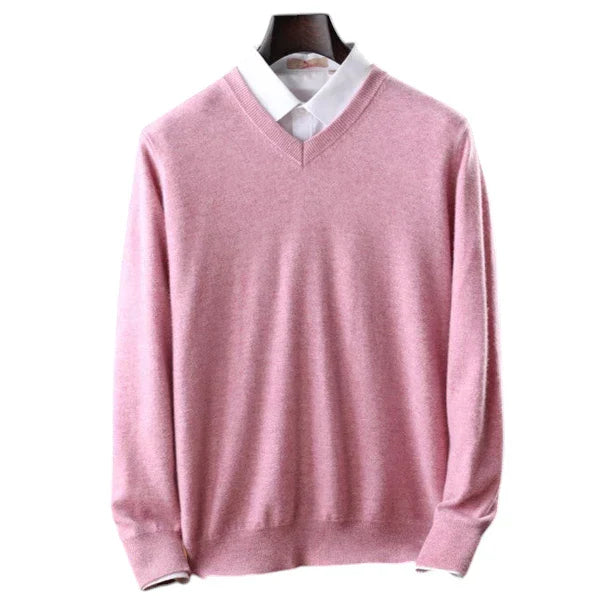 Elzéphine - Eleganter und Weicher Cashmere-Pullover für Herren mit Langarm und V-Ausschnitt