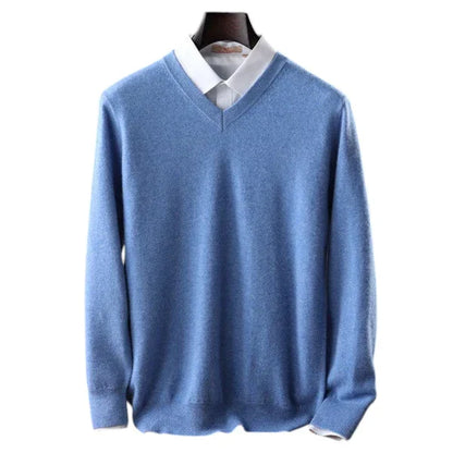 Elzéphine - Eleganter und Weicher Cashmere-Pullover für Herren mit Langarm und V-Ausschnitt