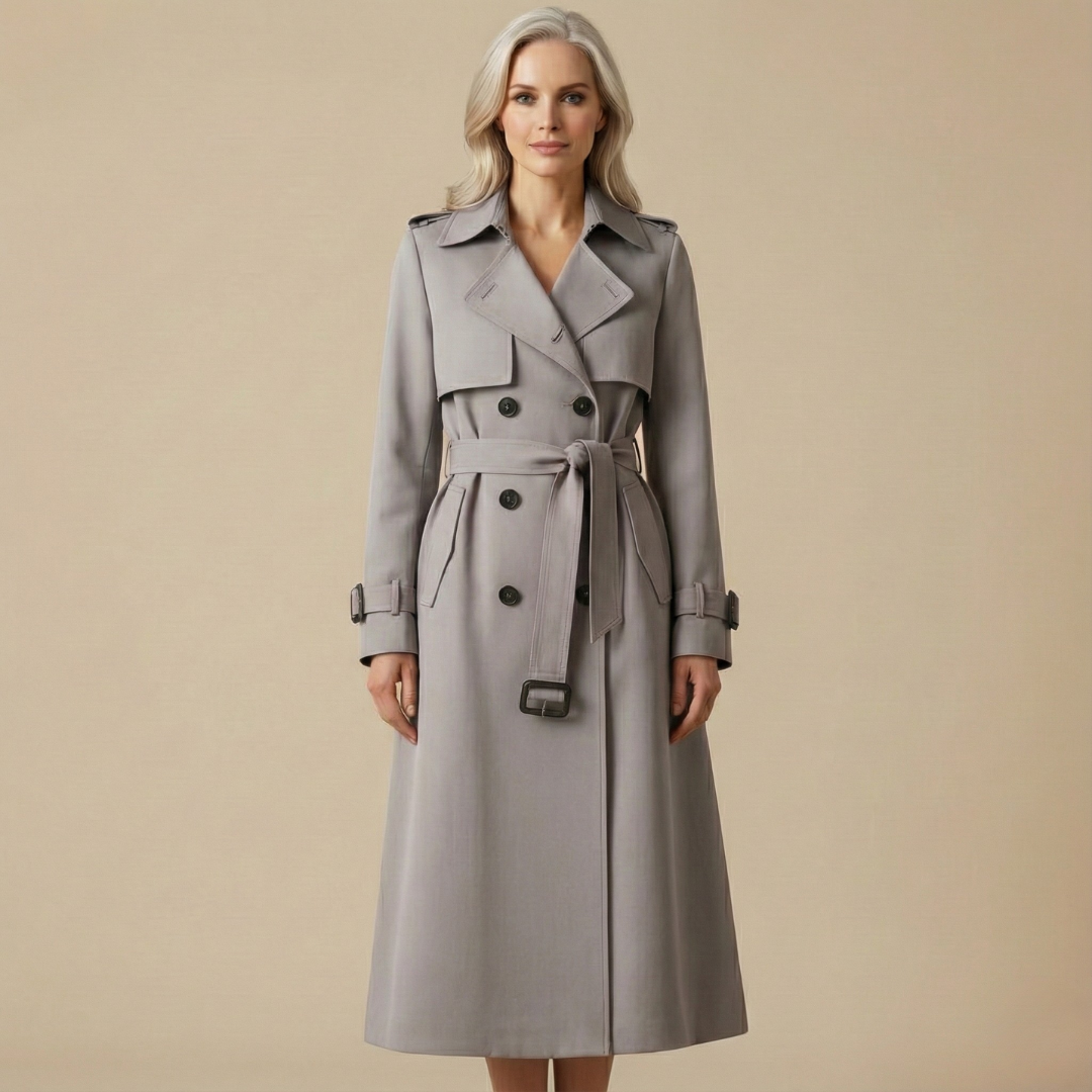 Kaélis - Zeitloser Trench-Coat für Frauen, Frühlingsmantel mit Innenfutter im Karomuster