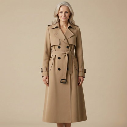Kaélis - Zeitloser Trench-Coat für Frauen, Frühlingsmantel mit Innenfutter im Karomuster
