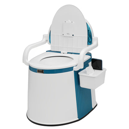 LooZen - Tragbares Toilette für Erwachsene und Senioren - 5 Gallonen Kommode mit Deckel, Griffen und Rückenlehne