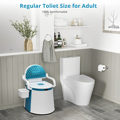 LooZen - Tragbares Toilette für Erwachsene und Senioren - 5 Gallonen Kommode mit Deckel, Griffen und Rückenlehne