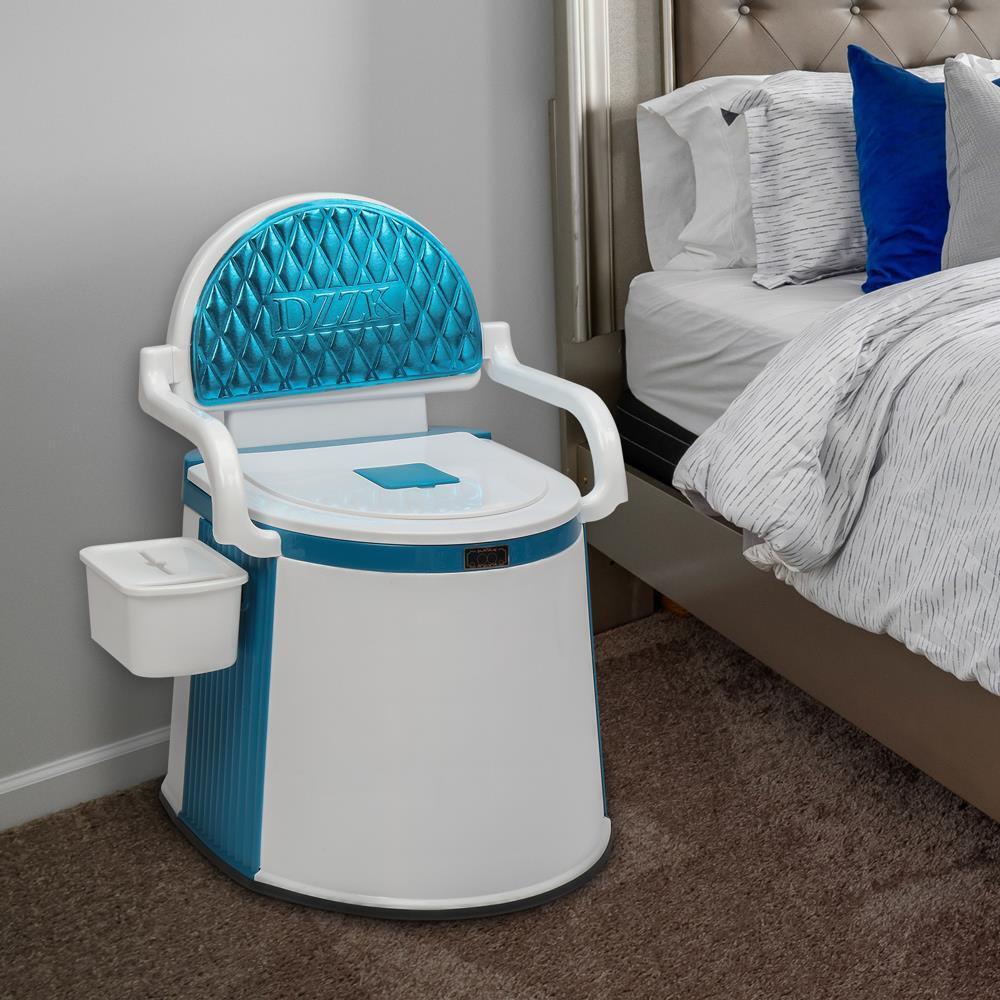 LooZen - Tragbares Toilette für Erwachsene und Senioren - 5 Gallonen Kommode mit Deckel, Griffen und Rückenlehne