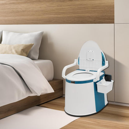 LooZen - Tragbares Toilette für Erwachsene und Senioren - 5 Gallonen Kommode mit Deckel, Griffen und Rückenlehne