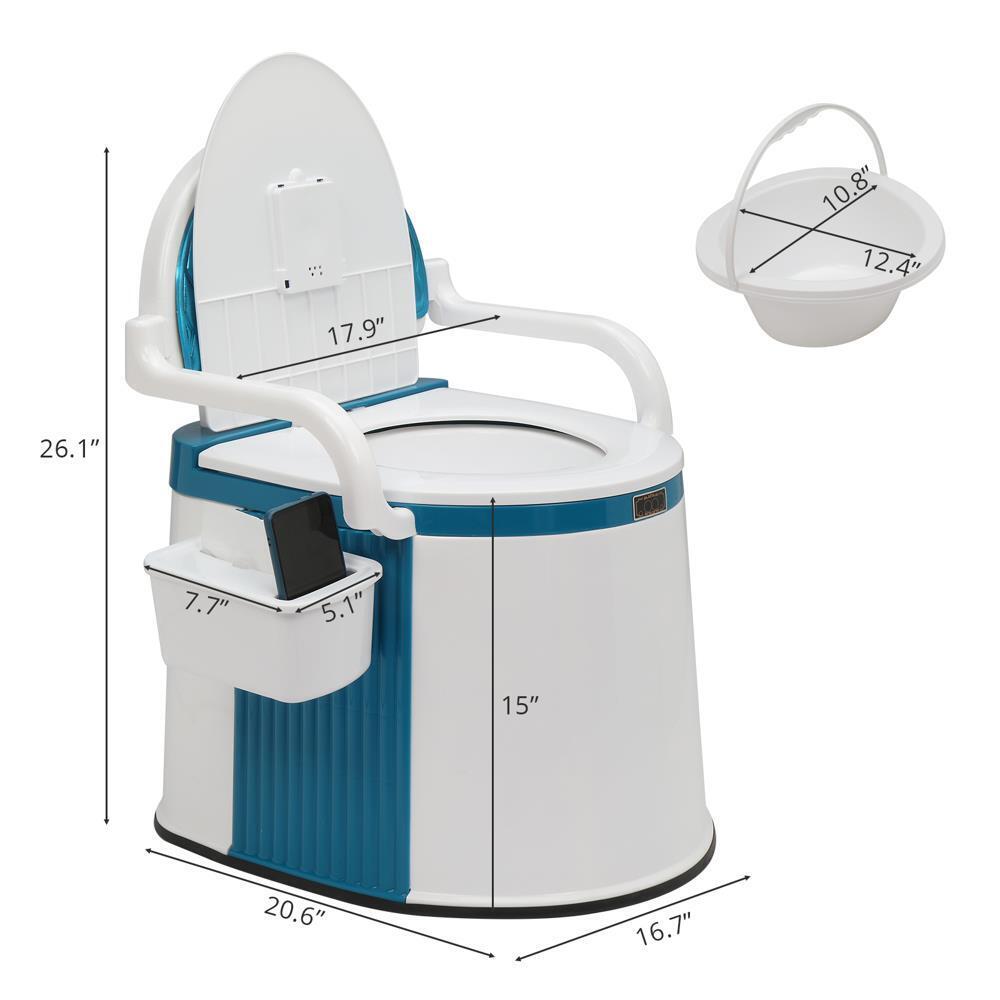 LooZen - Tragbares Toilette für Erwachsene und Senioren - 5 Gallonen Kommode mit Deckel, Griffen und Rückenlehne