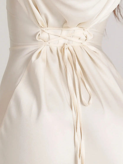 Elegantes Maxikleid mit Glockenärmeln für Damen – Figurbetontes Abendkleid mit Bindegürtel
