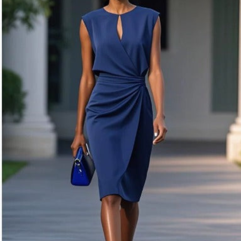 Elegantes Wickelkleid mit Raffdetail – Figurbetontes Midikleid für Damen