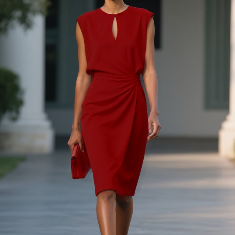 Elegantes Wickelkleid mit Raffdetail – Figurbetontes Midikleid für Damen