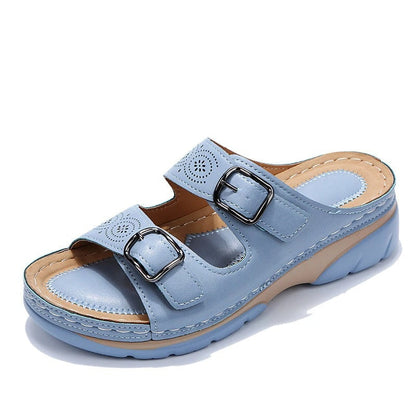 Bequeme Damen Komfort Sandalen mit Schnallen – Orthopädische Slip-On Pantoletten für Alltag & Sommer