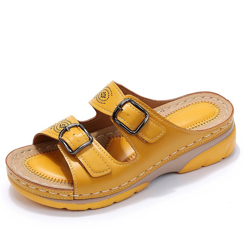 Bequeme Damen Komfort Sandalen mit Schnallen – Orthopädische Slip-On Pantoletten für Alltag & Sommer