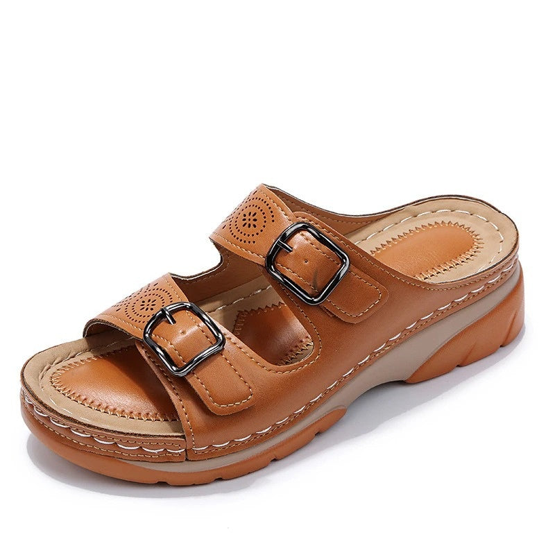 Bequeme Damen Komfort Sandalen mit Schnallen – Orthopädische Slip-On Pantoletten für Alltag & Sommer