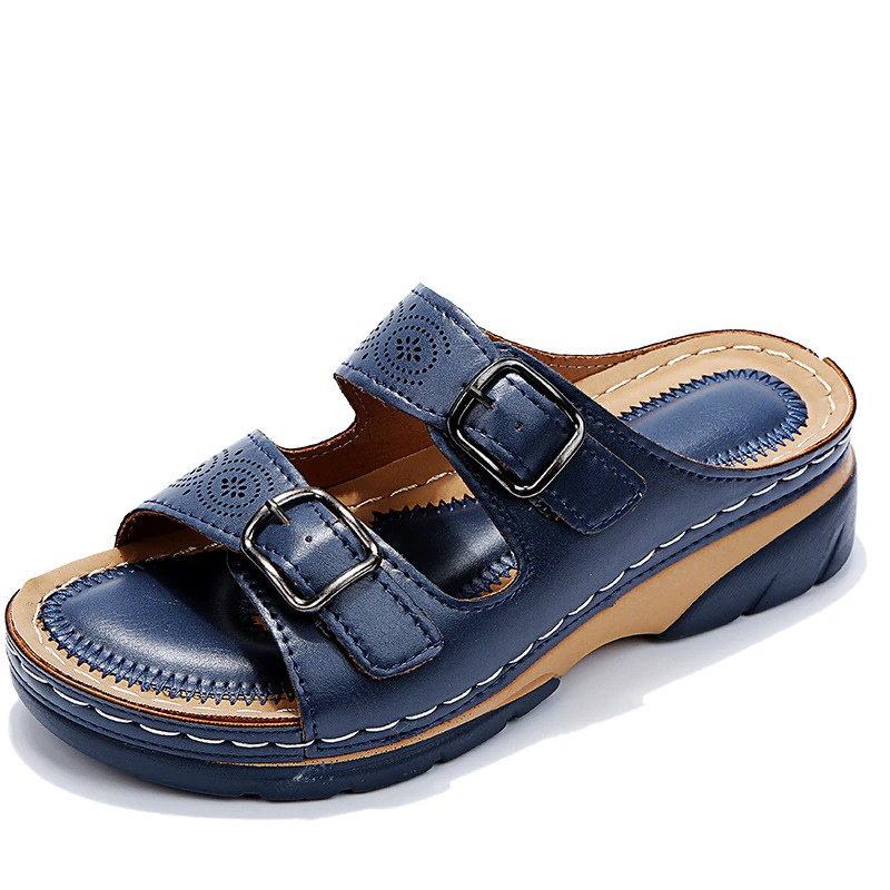 Bequeme Damen Komfort Sandalen mit Schnallen – Orthopädische Slip-On Pantoletten für Alltag & Sommer
