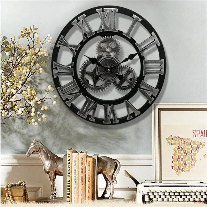 Retrovia - Wanduhr im Retro-Industriestil | Elegante Uhr | Industriell / Modern
