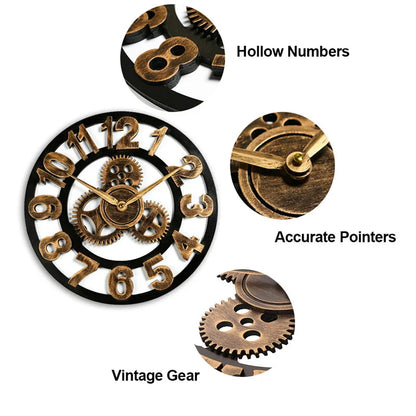 Retrovia - Wanduhr im Retro-Industriestil | Elegante Uhr | Industriell / Modern
