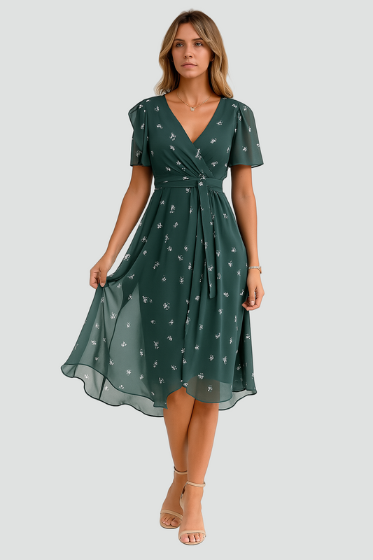 Leichtes Wickelkleid mit Print – luftig, elegant & figurbetont für Damen