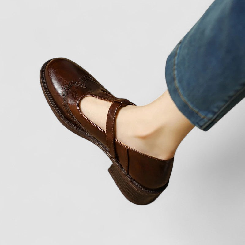 Elegante Mary Jane Schuhe aus Leder mit Blockabsatz & Schnalle für Damen – Bequem & Zeitlos