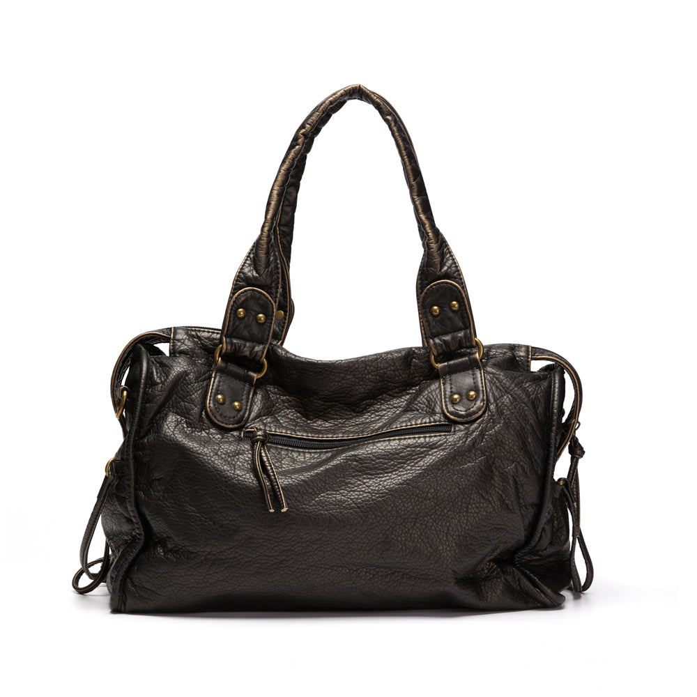 Lunéthra - Schwarze Handtasche für den Einkauf