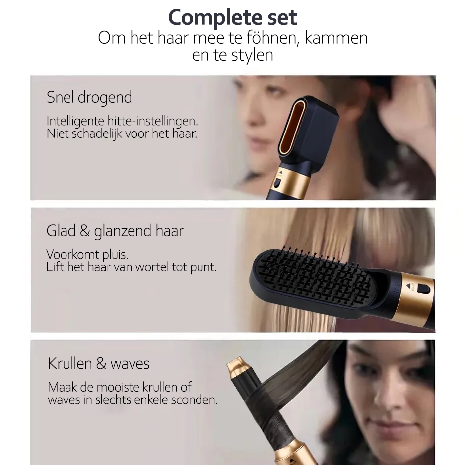 Multifunktionaler 5-in-1 Glow Haistyler mit leistungsstarker 1000W-Ionen-Technologie, einschließlich Haartrockner, Glätteisen