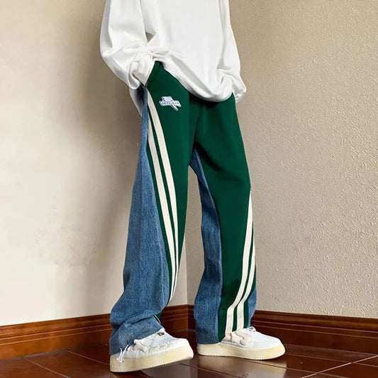 Lässige Jogginghose im Colorblock Design für Herren – Weite Streetwear Hose mit Seitenstreifen