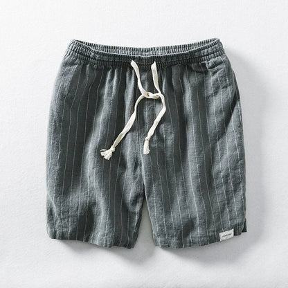 Leichte Leinen Shorts für Herren – Atmungsaktive Sommerhose mit Kordelzug & Streifen-Design