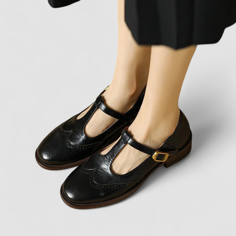 Elegante Mary Jane Schuhe aus Leder mit Blockabsatz & Schnalle für Damen – Bequem & Zeitlos