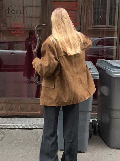 Sophie - Wendejacke mit Taschen in Braun - Vielseitiger und warmer Herbstmantel mit langen Ärmeln für Frauen