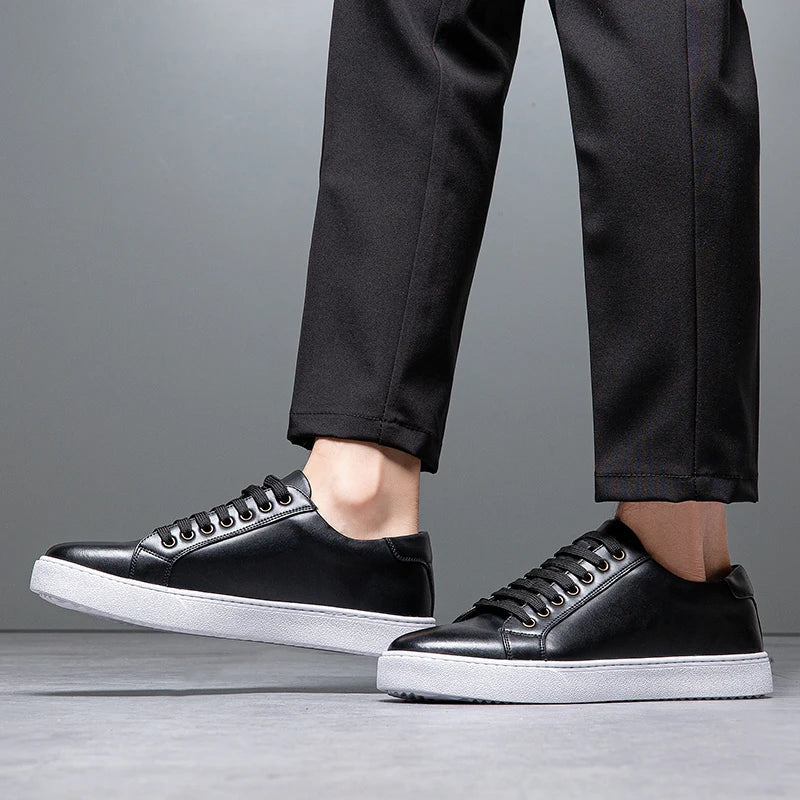 Moderne Herren Leder Sneaker mit weißer Sohle – Elegante Casual Schuhe für Alltag & Business