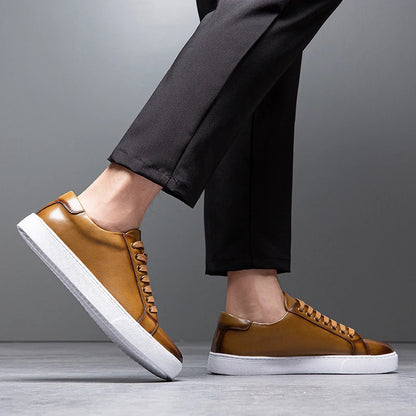 Moderne Herren Leder Sneaker mit weißer Sohle – Elegante Casual Schuhe für Alltag & Business