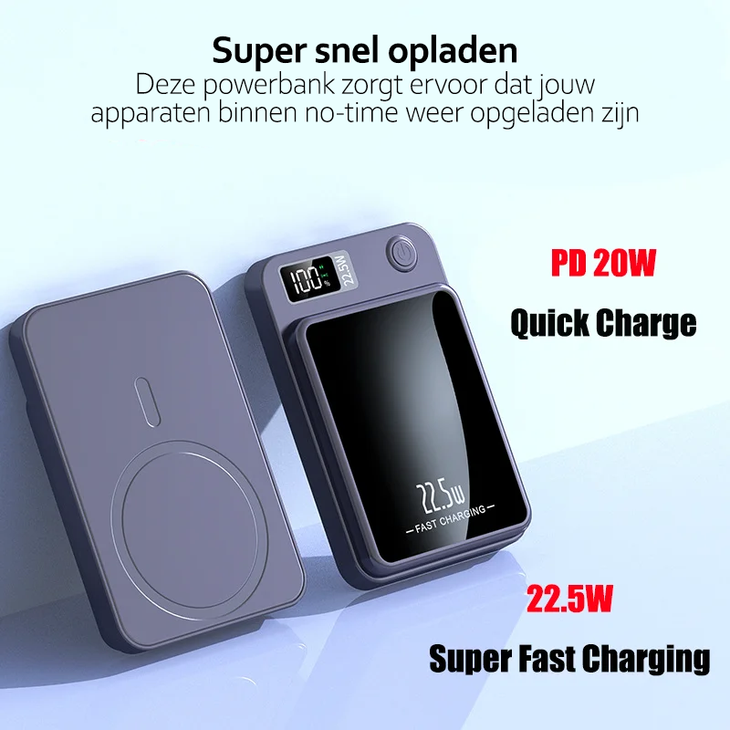 VoltZen - Externe Magnetische Drahtlose Batterie | Drahtlose Powerbank | Kompatibel mit MagSafe