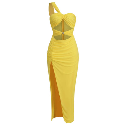 Elegantes Maxi Kleid für Damen mit Cut-Out & Beinschlitz – Figurbetont & Glamourös