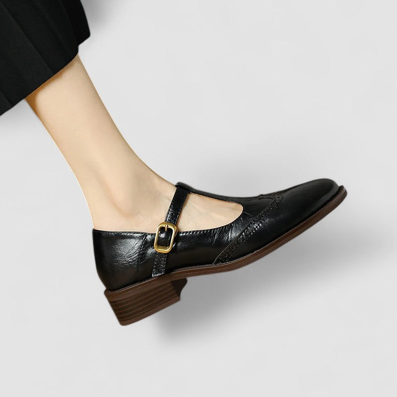 Elegante Mary Jane Schuhe aus Leder mit Blockabsatz & Schnalle für Damen – Bequem & Zeitlos