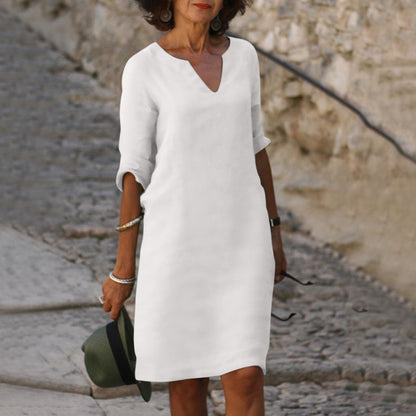 Elegantes V-Ausschnitt Sommerkleid für Frauen mit lockerem Schnitt