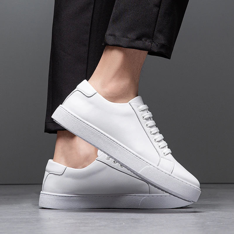 Moderne Herren Leder Sneaker mit weißer Sohle – Elegante Casual Schuhe für Alltag & Business