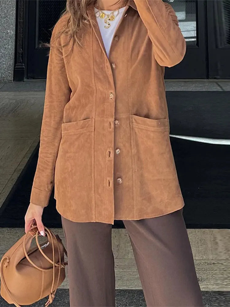 Sophie - Wendejacke mit Taschen in Braun - Vielseitiger und warmer Herbstmantel mit langen Ärmeln für Frauen