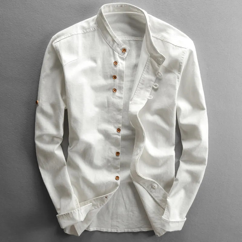 Moderner Stil für Herren Hemd mit Stehkragen und Eleganten Knopfdetails für Alltag und Freizeit