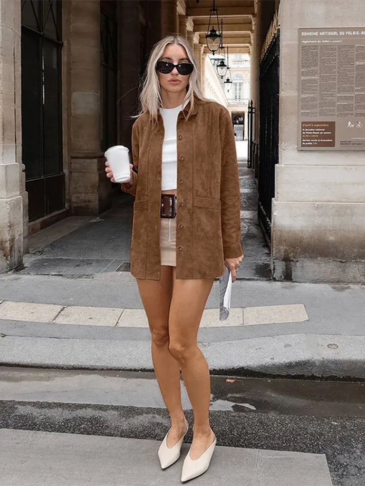 Sophie - Wendejacke mit Taschen in Braun - Vielseitiger und warmer Herbstmantel mit langen Ärmeln für Frauen
