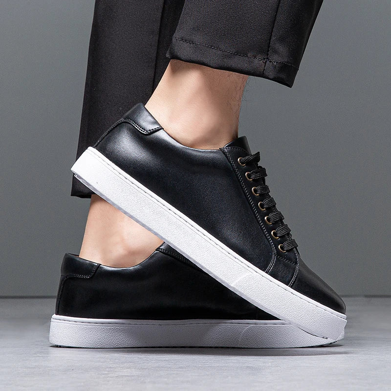 Moderne Herren Leder Sneaker mit weißer Sohle – Elegante Casual Schuhe für Alltag & Business