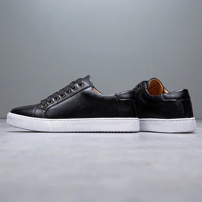 Moderne Herren Leder Sneaker mit weißer Sohle – Elegante Casual Schuhe für Alltag & Business